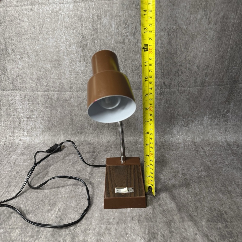 VTG Underwriters Laboratories Portable Gooseneck MCM Desk Lamp Woodgrain E72474 - Picture 9 of 9